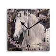 thumbnail image 1 of 12 Inch Wall Clock Battery Operated Silent Clock Decorative for Office, Kitchen, Outdoor, Living Room，Beautiful Horse with Cherry Blossom Creative, 1 of 4
