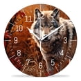 thumbnail image 1 of 12 Inch Wall Clock Battery Operated Silent Clock Decorative for Office, Kitchen, Outdoor, Living Room，Beautiful Wolf Forest Print, 1 of 5