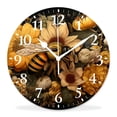 thumbnail image 1 of 12 Inch Wall Clock Battery Operated Silent Clock Decorative for Office, Kitchen, Outdoor, Living Room，Bee Flower 2 Beautiful, 1 of 4
