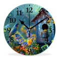 thumbnail image 1 of 12 Inch Wall Clock Battery Operated Silent Clock Decorative for Office, Kitchen, Outdoor, Living Room，Bird Sunflower Floral Elaborate, 1 of 4
