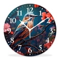 thumbnail image 1 of 12 Inch Wall Clock Battery Operated Silent Clock Decorative for Office, Kitchen, Outdoor, Living Room，Bird on A Background of Jasmine Flowers Lovely, 1 of 4