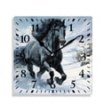 thumbnail image 1 of 12 Inch Wall Clock Battery Operated Silent Clock Decorative for Office, Kitchen, Outdoor, Living Room，Black Horse Winter Creative, 1 of 4