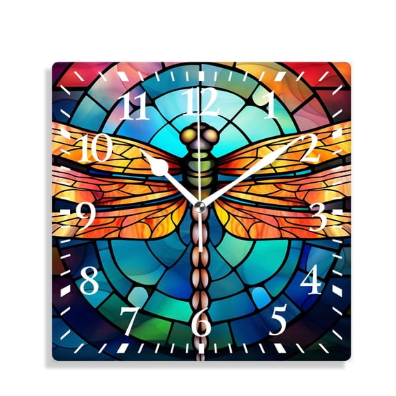 12 Inch Wall Clock Battery Operated Silent Clock Decorative for Office, Kitchen, Outdoor, Living RoomBright Dragonfly Against The Sky Beautiful