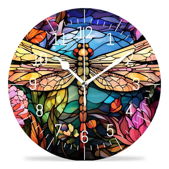 12 Inch Wall Clock Battery Operated Silent Clock Decorative for Office, Kitchen, Outdoor, Living RoomBright Dragonfly Against The Sky Creative