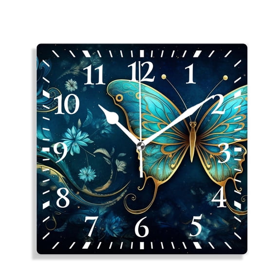 12 Inch Wall Clock Battery Operated Silent Clock Decorative for Office, Kitchen, Outdoor, Living Room,Butterflies Fly Art