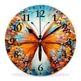 thumbnail image 1 of 12 Inch Wall Clock Battery Operated Silent Clock Decorative for Office, Kitchen, Outdoor, Living Room，Butterflies and Flowers Pattern, 1 of 4