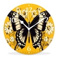 thumbnail image 1 of 12 Inch Wall Clock Battery Operated Silent Clock Decorative for Office, Kitchen, Outdoor, Living Room，Butterfly Daisy Yellow Lovely Pattern, 1 of 4