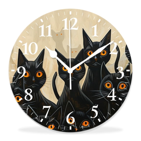 12 Inch Wall Clock Battery Operated Silent Clock Decorative for Office, Kitchen, Outdoor, Living RoomCartoon Cat Cute Kitten Creative