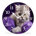 thumbnail image 1 of 12 Inch Wall Clock Battery Operated Silent Clock Decorative for Office, Kitchen, Outdoor, Living Room，Cat Animal Cute Design, 1 of 4