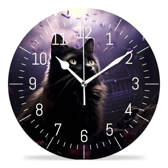 12 Inch Wall Clock Battery Operated Silent Clock Decorative for Office, Kitchen, Outdoor, Living Room,Cat Butterfly Starry Sky Galaxy Stars Colorful