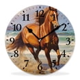 thumbnail image 1 of 12 Inch Wall Clock Battery Operated Silent Clock Decorative for Office, Kitchen, Outdoor, Living Room，Chestnut Horse Rushing To Shore Lovely Art, 1 of 4
