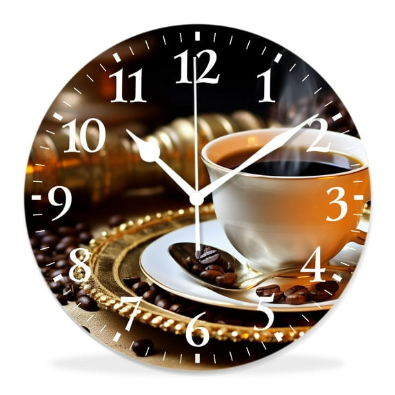 12 Inch Wall Clock Battery Operated Silent Clock Decorative for Office, Kitchen, Outdoor, Living Room,Coffee Accessories on An Old Background
