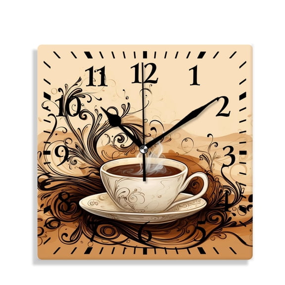 12 Inch Wall Clock Battery Operated Silent Clock Decorative for Office, Kitchen, Outdoor, Living Room，Coffee Bean Coffee Creative