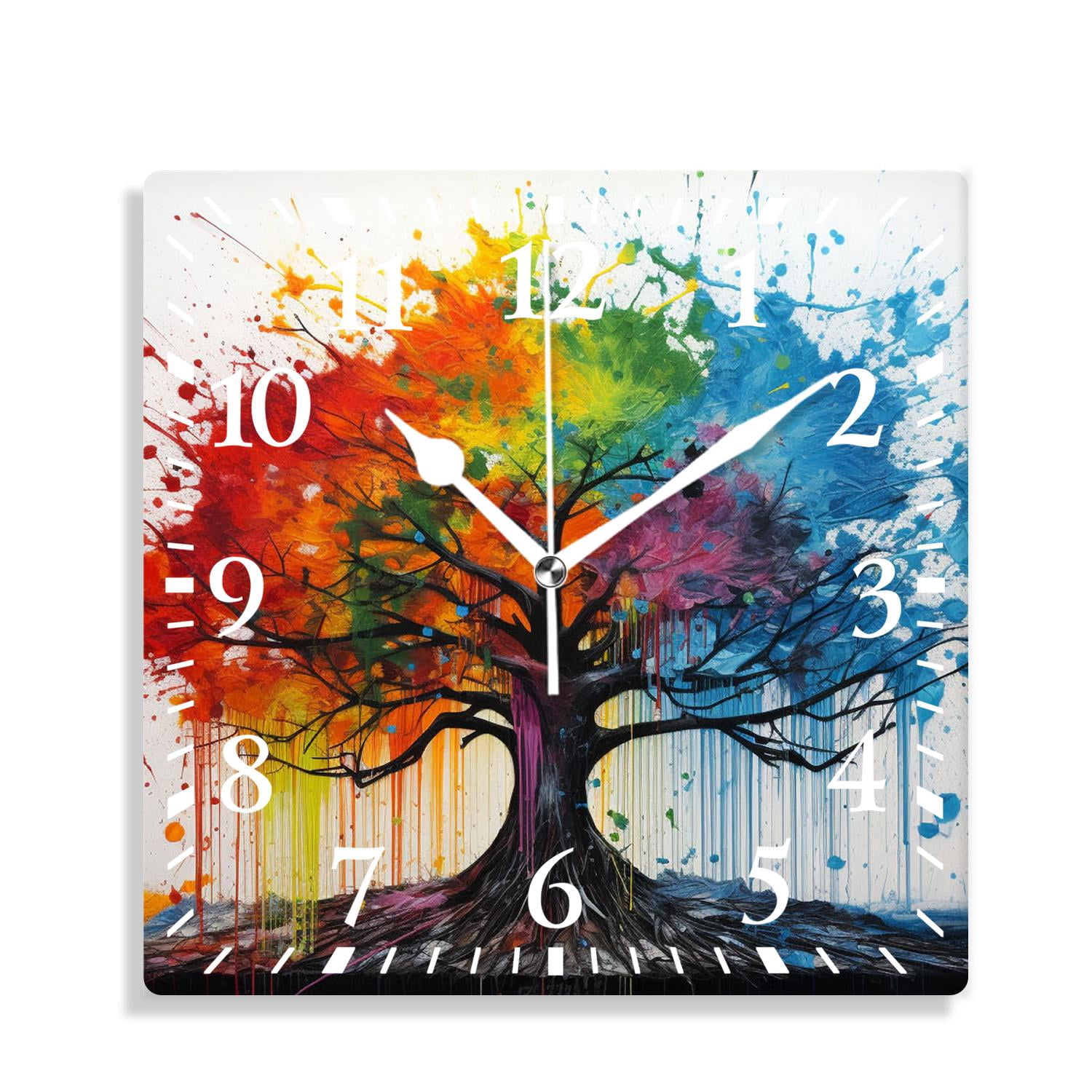 Abstract Clock Colorful 12 Inch Wall Clock Battery Operated Silent Clock Decorative for Office ...