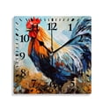 thumbnail image 1 of 12 Inch Wall Clock Battery Operated Silent Clock Decorative for Office, Kitchen, Outdoor, Living Room，Colorful Rooster Original Oil Painting Style, 1 of 4