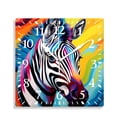 thumbnail image 1 of 12 Inch Wall Clock Battery Operated Silent Clock Decorative for Office, Kitchen, Outdoor, Living Room，Colorful Zebra Oil Painting Design, 1 of 4