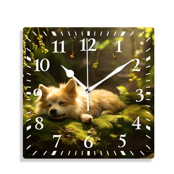 12 Inch Wall Clock Battery Operated Silent Clock Decorative for Office, Kitchen, Outdoor, Living RoomCorgi Dog interesting Animal Painting