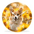 thumbnail image 1 of 12 Inch Wall Clock Battery Operated Silent Clock Decorative for Office, Kitchen, Outdoor, Living Room，Corgi Sunflower Puppy Cute, 1 of 4