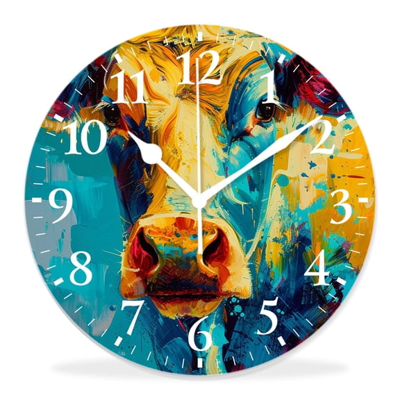 12 Inch Wall Clock Battery Operated Silent Clock Decorative for Office, Kitchen, Outdoor, Living RoomCrazy Cow Chic
