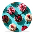 thumbnail image 1 of 12 Inch Wall Clock Battery Operated Silent Clock Decorative for Office, Kitchen, Outdoor, Living Room，Cupcake Blue Stunning, 1 of 4