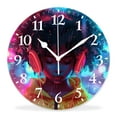 thumbnail image 1 of 12 Inch Wall Clock Battery Operated Silent Clock Decorative for Office, Kitchen, Outdoor, Living Room，Cute African Woman Loves Music Stunning, 1 of 4