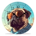 thumbnail image 1 of 12 Inch Wall Clock Battery Operated Silent Clock Decorative for Office, Kitchen, Outdoor, Living Room，Cute Cartoon Pug Dog with Backpack Blue Drawing, 1 of 5