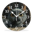 thumbnail image 1 of 12 Inch Wall Clock Battery Operated Silent Clock Decorative for Office, Kitchen, Outdoor, Living Room，Cute Scottish Fold Cat Lying on Floor Fantastic, 1 of 4