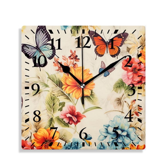 12 Inch Wall Clock Battery Operated Silent Clock Decorative for Office, Kitchen, Outdoor, Living Room,Decorative Sunflowers Poppy Exquisite