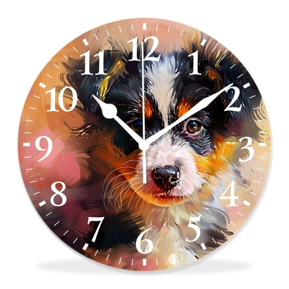 12 Inch Wall Clock Battery Operated Silent Clock Decorative for Office, Kitchen, Outdoor, Living Room,Dog Chasing a Ball Elaborate