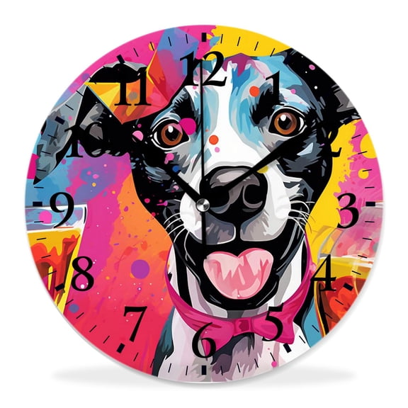 12 Inch Wall Clock Battery Operated Silent Clock Decorative for Office, Kitchen, Outdoor, Living RoomDog Crazy in Love Exquisite