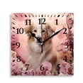 thumbnail image 1 of 12 Inch Wall Clock Battery Operated Silent Clock Decorative for Office, Kitchen, Outdoor, Living Room，Dog Flowers Creative Design, 1 of 4