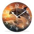 thumbnail image 1 of 12 Inch Wall Clock Battery Operated Silent Clock Decorative for Office, Kitchen, Outdoor, Living Room，Dolphin Jumping Out of The SeaCute Drawing, 1 of 4