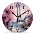 thumbnail image 1 of 12 Inch Wall Clock Battery Operated Silent Clock Decorative for Office, Kitchen, Outdoor, Living Room，Eiffel Tower Paris Oil Painting Picture, 1 of 4