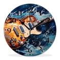 thumbnail image 1 of 12 Inch Wall Clock Battery Operated Silent Clock Decorative for Office, Kitchen, Outdoor, Living Room，Electric Guitar Music Abstract Exquisite, 1 of 4