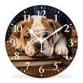 thumbnail image 1 of 12 Inch Wall Clock Battery Operated Silent Clock Decorative for Office, Kitchen, Outdoor, Living Room，English Bulldog Puppy Dog Book Lovely, 1 of 4
