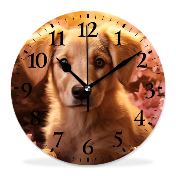 12 Inch Wall Clock Battery Operated Silent Clock Decorative for Office, Kitchen, Outdoor, Living RoomEnglish Cocker Spaniel Dog Flower Creative