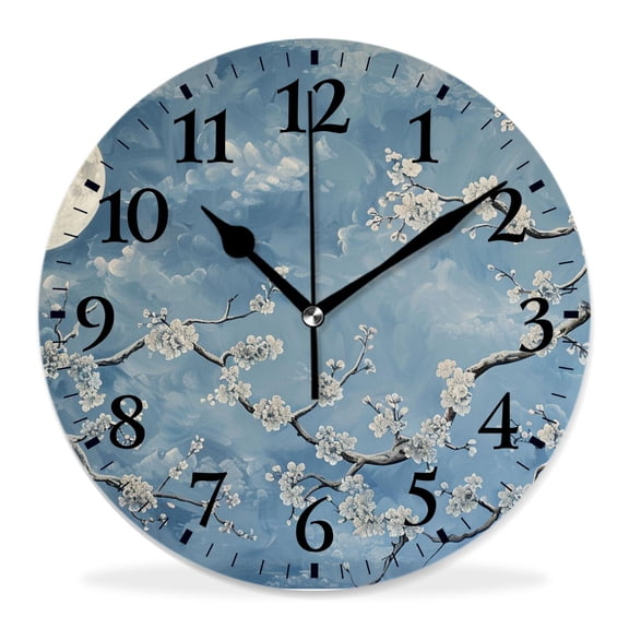 12 Inch Wall Clock Battery Operated Silent Clock Decorative for Office, Kitchen, Outdoor, Living Room，Flower Pretty