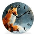 thumbnail image 1 of 12 Inch Wall Clock Battery Operated Silent Clock Decorative for Office, Kitchen, Outdoor, Living Room，Fox and Flowers Pretty, 1 of 4