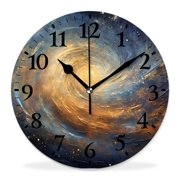12 Inch Wall Clock Battery Operated Silent Clock Decorative for Office, Kitchen, Outdoor, Living Room Galaxy Nebula Space Universe Starry Pattern