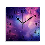 12 Inch Wall Clock Battery Operated Silent Clock Decorative for Office, Kitchen, Outdoor, Living Room Galaxy Stars Nebula Space Universe Pattern