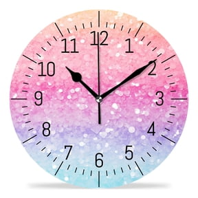 12 Inch Wall Clock Battery Operated Silent Clock Decorative for Office, Kitchen, Outdoor, Living RoomGalaxy Unicorn Pastel Rainbow Colorful