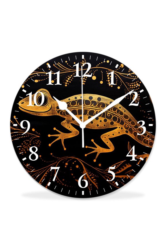 12 Inch Wall Clock Battery Operated Silent Clock Decorative for Office, Kitchen, Outdoor, Living RoomGecko Lizard Picture