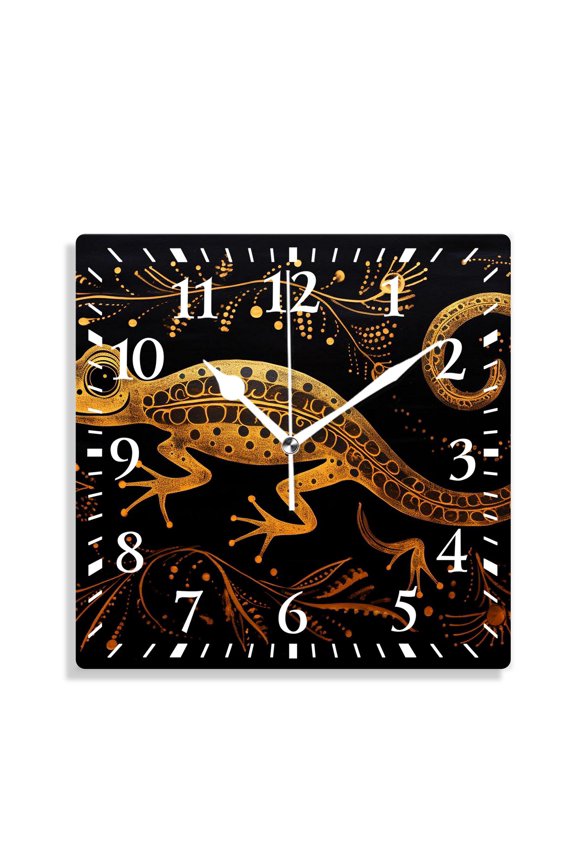 12 Inch Wall Clock Battery Operated Silent Clock Decorative for Office, Kitchen, Outdoor, Living RoomGecko Lizard Picture
