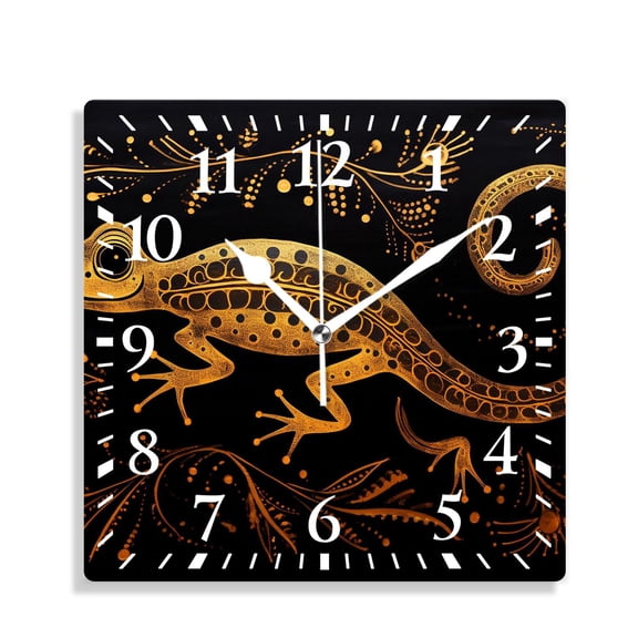 12 Inch Wall Clock Battery Operated Silent Clock Decorative for Office, Kitchen, Outdoor, Living RoomGecko Lizard Picture