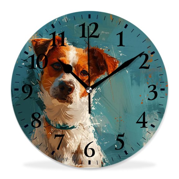 12 Inch Wall Clock Battery Operated Silent Clock Decorative for Office, Kitchen, Outdoor, Living Room，Grey Dog Gorgeous