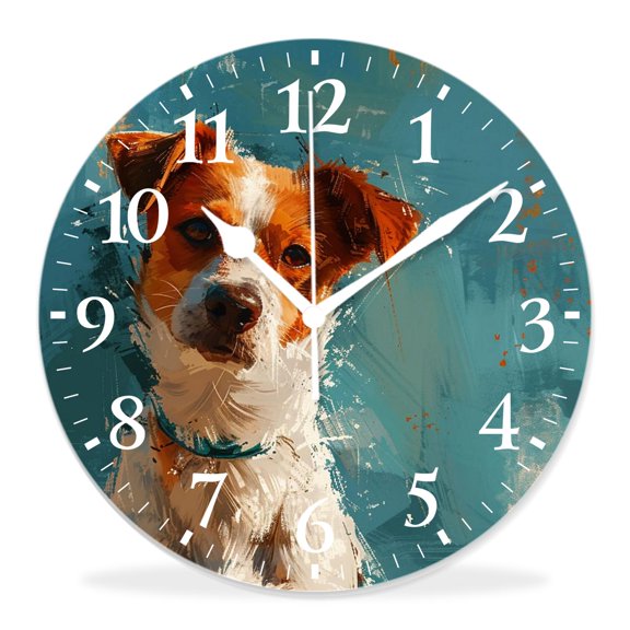 12 Inch Wall Clock Battery Operated Silent Clock Decorative for Office, Kitchen, Outdoor, Living Room，Grey Dog Gorgeous