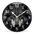 thumbnail image 1 of 12 Inch Wall Clock Battery Operated Silent Clock Decorative for Office, Kitchen, Outdoor, Living Room，Grey Wolf Female Exquisite, 1 of 4