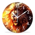 thumbnail image 1 of 12 Inch Wall Clock Battery Operated Silent Clock Decorative for Office, Kitchen, Outdoor, Living Room，Handsome Golden Maned Lion Creative, 1 of 4