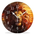 thumbnail image 1 of 12 Inch Wall Clock Battery Operated Silent Clock Decorative for Office, Kitchen, Outdoor, Living Room，Handsome Golden Maned Lion Cute, 1 of 5