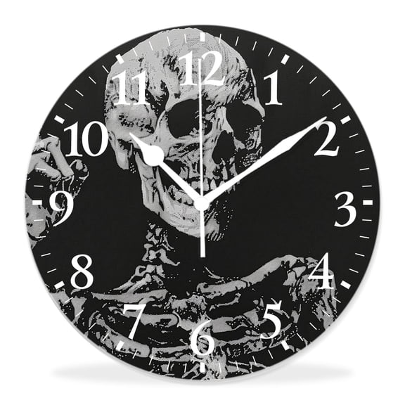 12 Inch Wall Clock Battery Operated Silent Clock Decorative for Office, Kitchen, Outdoor, Living RoomHuman Skeleton Sugar Skulls Exquisite